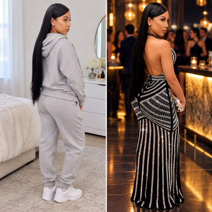 Sequin V-Back Party Maxi Dress